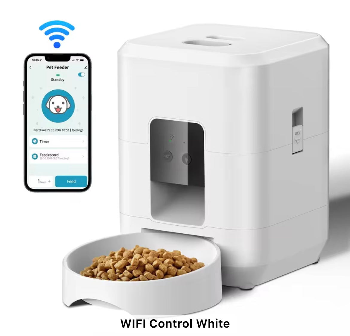 2L Smart Control Pet Feeder WIFI Feeders for Cats Remote Feeding cat Food Dispenser Automatic Pets Feeder (2L- WiFi black,US PLUG)