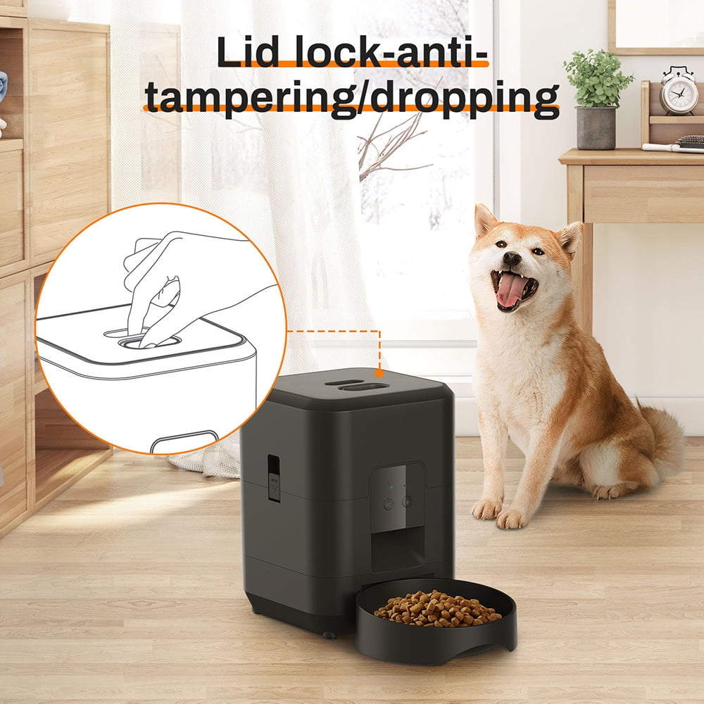 2L Smart Control Pet Feeder WIFI Feeders for Cats Remote Feeding cat Food Dispenser Automatic Pets Feeder (2L- WiFi black,US PLUG)