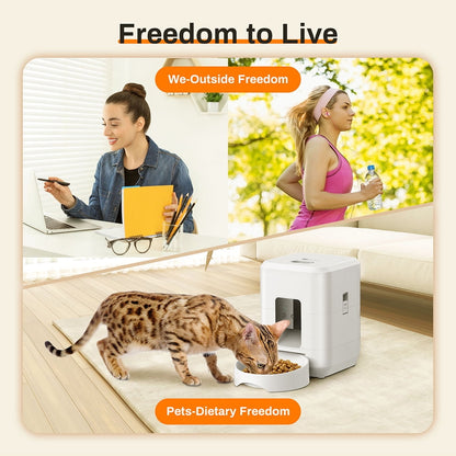 2L Smart Control Pet Feeder WIFI Feeders for Cats Remote Feeding cat Food Dispenser Automatic Pets Feeder (2L- WiFi black,US PLUG)