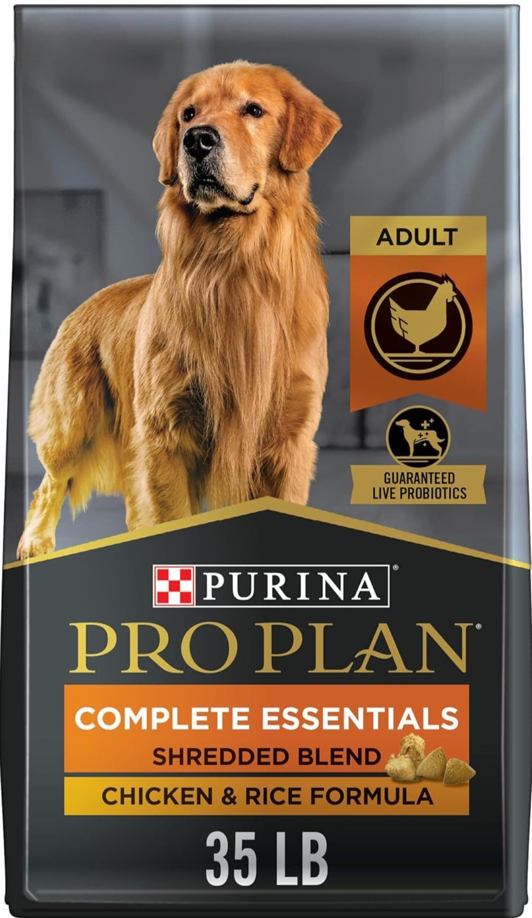 Purina Pro Plan Complete Essentials Shredded Blend Chicken and Rice Dry Dog Food Formula with Probiotics for Dogs, 47 lbs.